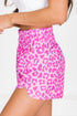 Leopard Print Pink High Waist Exercise Shorts