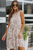 Leopard Print Tiered Ruffle Sleeveless Mini Dress