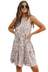 Leopard Print Tiered Ruffle Sleeveless Mini Dress