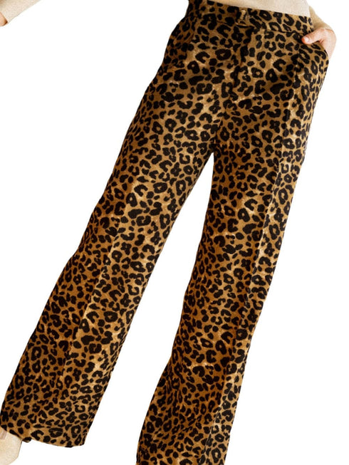 Leopard Print Wide Leg Trousers for Women