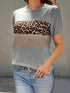 Leopard Printed Crew Neck Tee, Relaxed Long Sleeve Shirt Ideal for Spring & Autumn, Women's Fashion