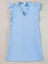 Light Blue Ruffled V-Neck Shift Mini Dress with Puff Sleeves