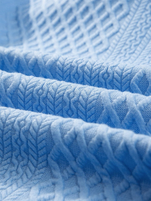 Light Blue Ruffled V-Neck Shift Mini Dress with Puff Sleeves