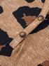 Light French Beige Leopard V-Neck Button-Up Tee with Short Sleeves