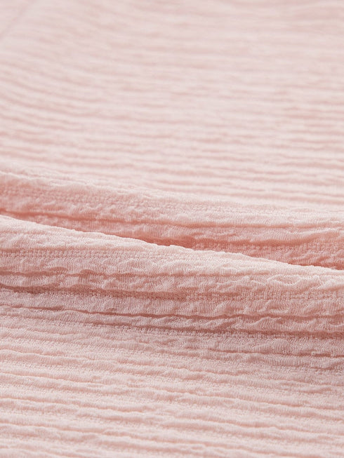 Light Pink Textured Ruffle Sleeve Elegant Blouse