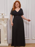 Long Empire Waist Bridesmaid Dress with Short Flutter Sleeves