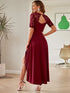 Long Lace Backless V-Neck High-Low Skirt Dress - Solid Color Simple Style