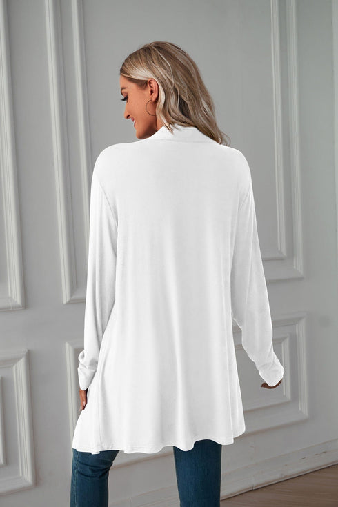 Long sleeve cardigan solid color coat long top for women