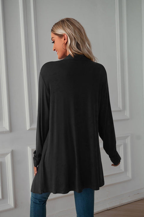 Long sleeve cardigan solid color coat long top for women