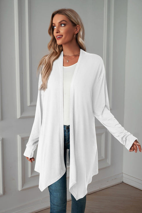 Long sleeve cardigan solid color coat long top for women