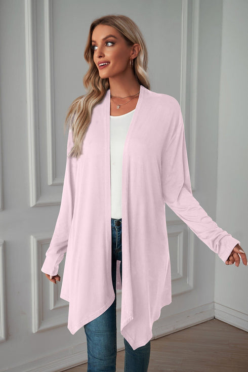 Long sleeve cardigan solid color coat long top for women