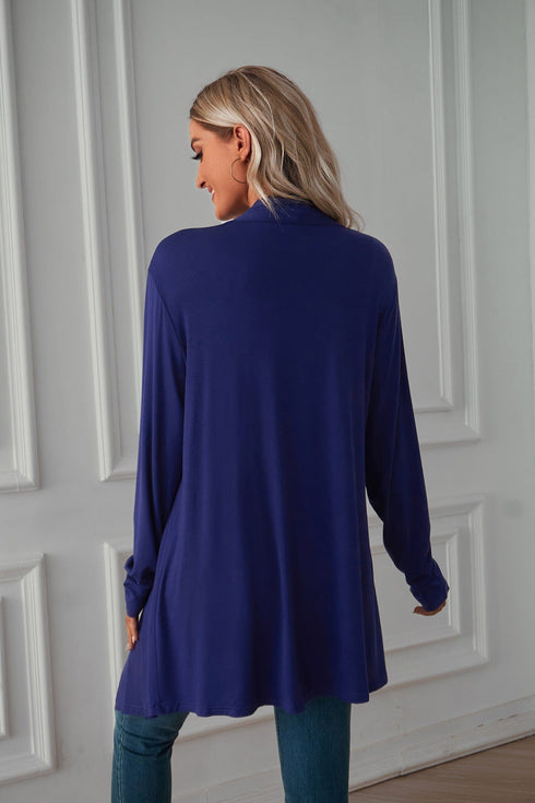 Long sleeve cardigan solid color coat long top for women