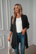 Long sleeve cardigan solid color coat long top for women