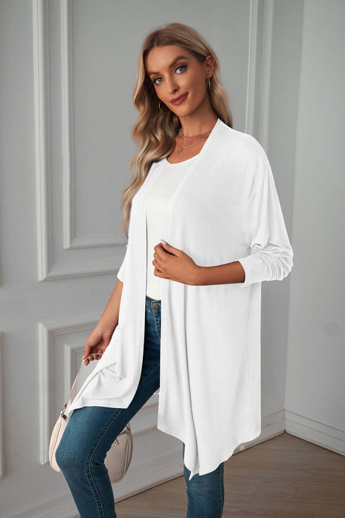 Long sleeve cardigan solid color coat long top for women