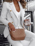 Long Sleeve Double-Breasted Solid Lapel Blazer