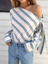 Long Sleeve Slanted Shoulder Striped Shirt