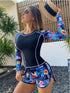Long Sleeve Surfing Swimsuit Print Swimwear Women Two Pieces Diving Clothes Bathing Swimming Suit Surfing Summer Wetsuit