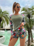 Long Sleeve Surfing Swimsuit Print Swimwear Women Two Pieces Diving Clothes Bathing Swimming Suit Surfing Summer Wetsuit