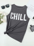 Loose Fit Women's Slogan Printed Sleeveless Top