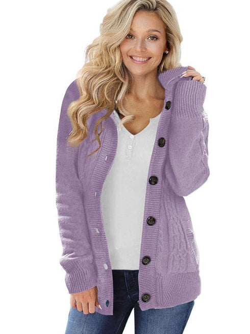 Loose Fleece Hooded Sweater Coat for Women with Wool Blend Fabric