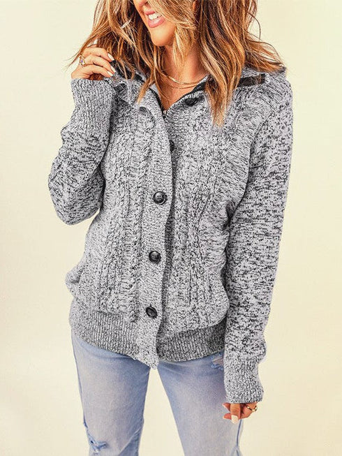 Loose Fleece Hooded Sweater Coat for Women with Wool Blend Fabric