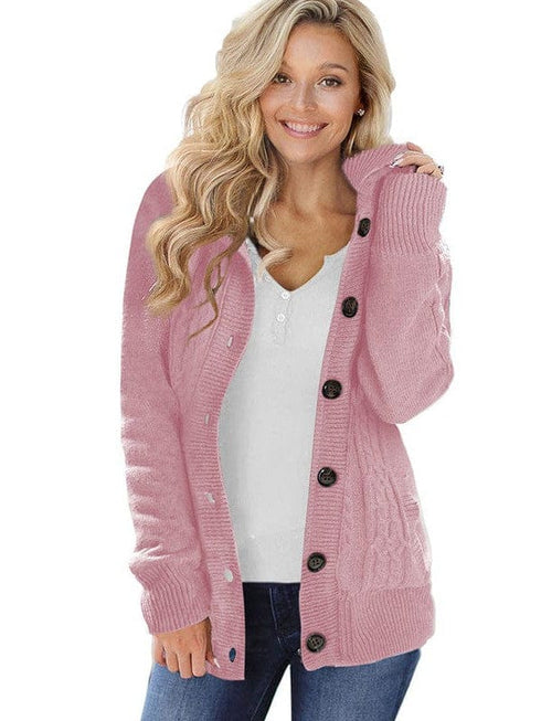 Loose Fleece Hooded Sweater Coat for Women with Wool Blend Fabric