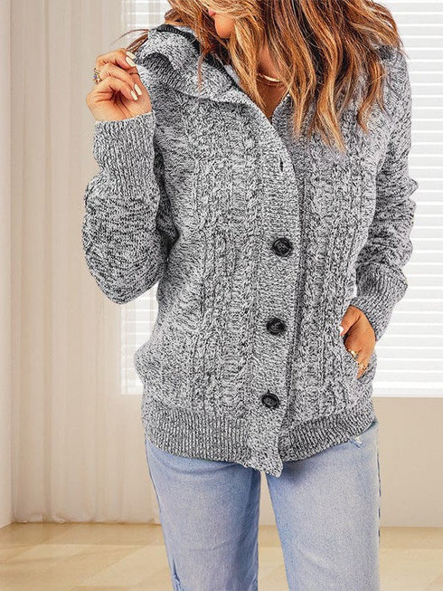 Loose Fleece Hooded Sweater Coat for Women with Wool Blend Fabric