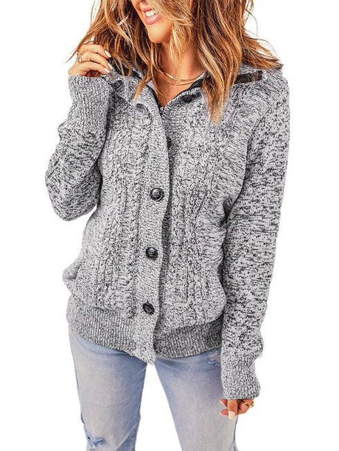 Loose Fleece Hooded Sweater Coat for Women with Wool Blend Fabric