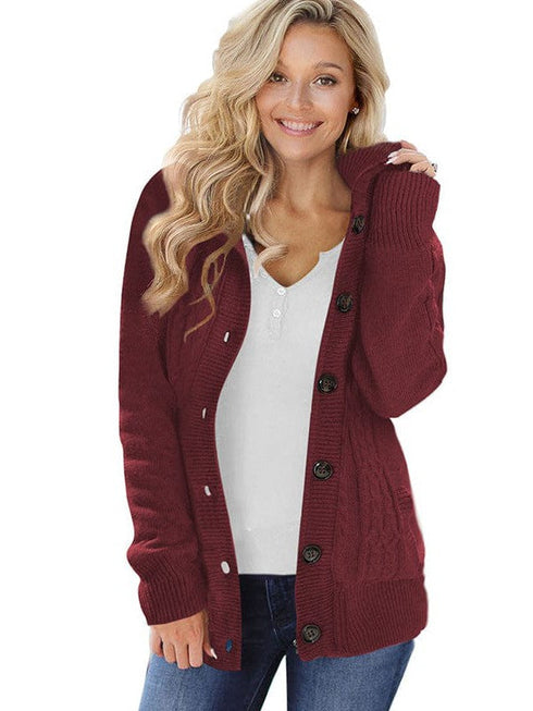 Loose Fleece Hooded Sweater Coat for Women with Wool Blend Fabric