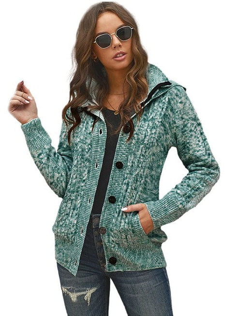 Loose Fleece Hooded Sweater Coat for Women with Wool Blend Fabric