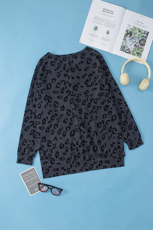 Loose Leopard Print Crew Neck Short Sleeve Dress