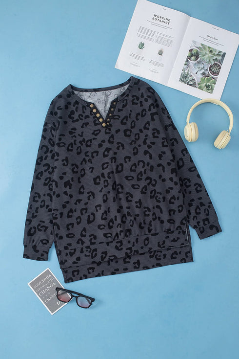 Loose Leopard Print Crew Neck Short Sleeve Dress