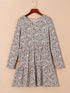Loose Leopard Print V-neck Dress - Drop Shoulder- A-Line - Closed - Cape - Paneled