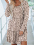 Loose Leopard Print V-neck Dress - Drop Shoulder- A-Line - Closed - Cape - Paneled