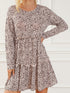 Loose Leopard Print V-neck Dress - Drop Shoulder- A-Line - Closed - Cape - Paneled