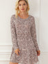 Loose Leopard Print V-neck Dress - Drop Shoulder- A-Line - Closed - Cape - Paneled