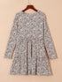Loose Leopard Print V-neck Dress - Drop Shoulder- A-Line - Closed - Cape - Paneled
