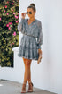 Loose Leopard Print V-neck Dress - Drop Shoulder- A-Line - Closed - Cape - Paneled