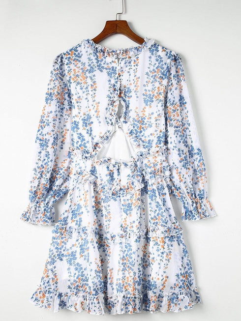 Loose Leopard Print V-neck Dress - Drop Shoulder- A-Line - Closed - Cape - Paneled