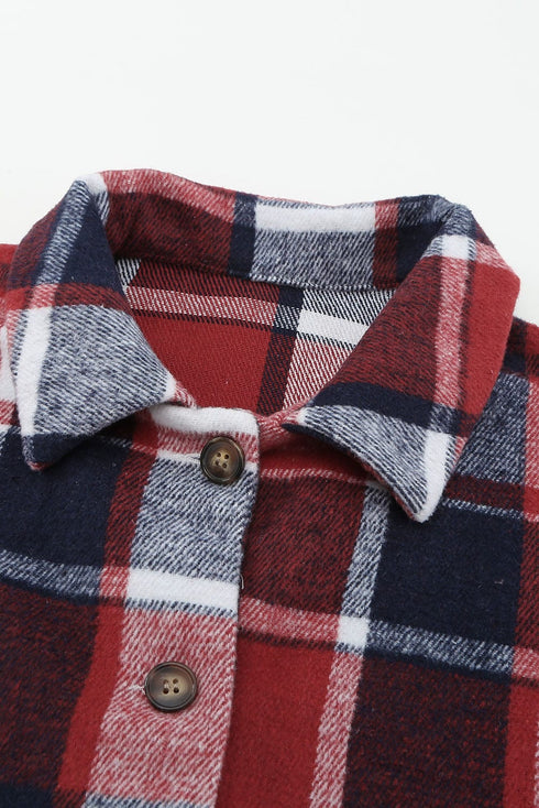 Loose Plaid Flannel Wool Lapel Coat