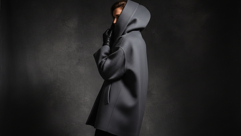 Women's Loose Solid Button Hooded Woolen Coat