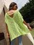 Loose Solid Color V-Neck Hollowed Short Sleeve Knitted T-Shirt