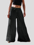Loose Solid Elastic Waist Plus Size Wide Leg Pants