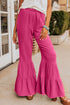 Loose Solid Elastic Waist Plus Size Wide Leg Pants