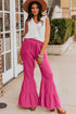 Loose Solid Elastic Waist Plus Size Wide Leg Pants