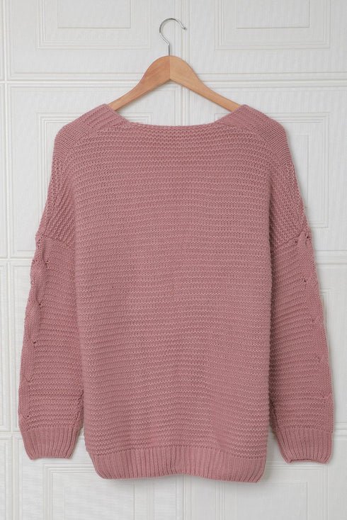 Loose Solid Twist Knit Casual Cardigan