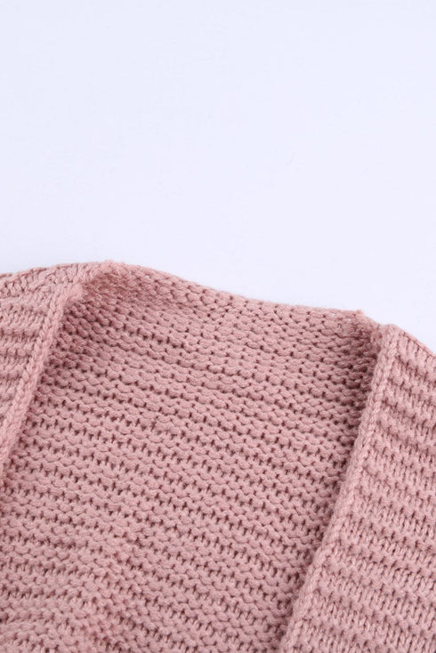 Loose Solid Twist Knit Casual Cardigan