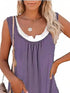 Loose Stitching Sleeveless Pleated Tank Tops