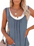Loose Stitching Sleeveless Pleated Tank Tops