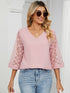 Loose V-Neck Lace Patchwork T-Shirt